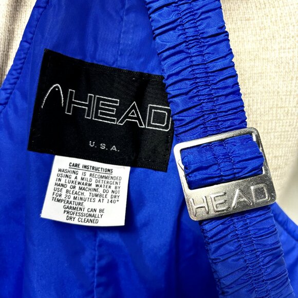 Head Blue Women's Ski Bibs Sz S-M Nylon Snow Pants Adjustable Strap Snowsuit VTG - Picture 6 of 16